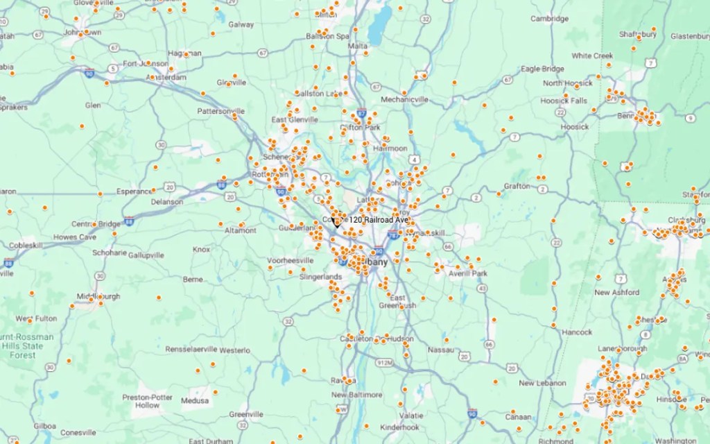 Yankee Home Door Replacement Albany NY Completed Project Map