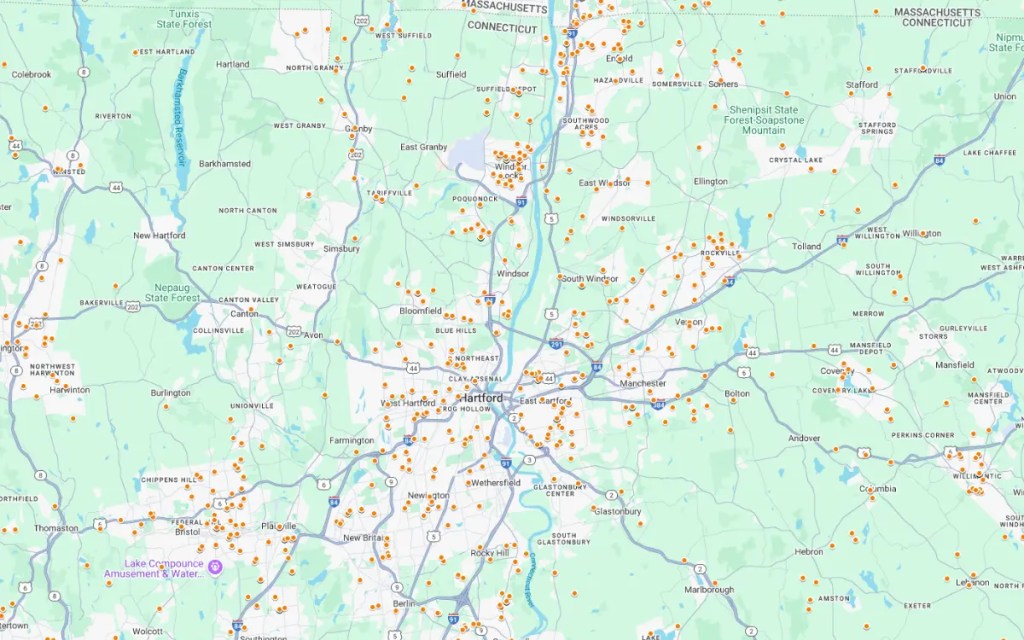 Yankee Home Hartford County CT Completed Project Map